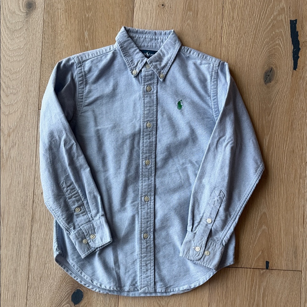 Ralph Lauren Pale Blue Button-Down Shirt with Green Pony